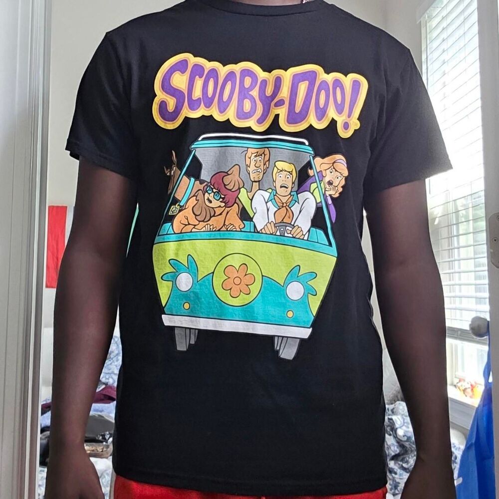 Scooby-Doo Mystery Machine Graphic Tee Black Cartoon Y2K T-Shirt